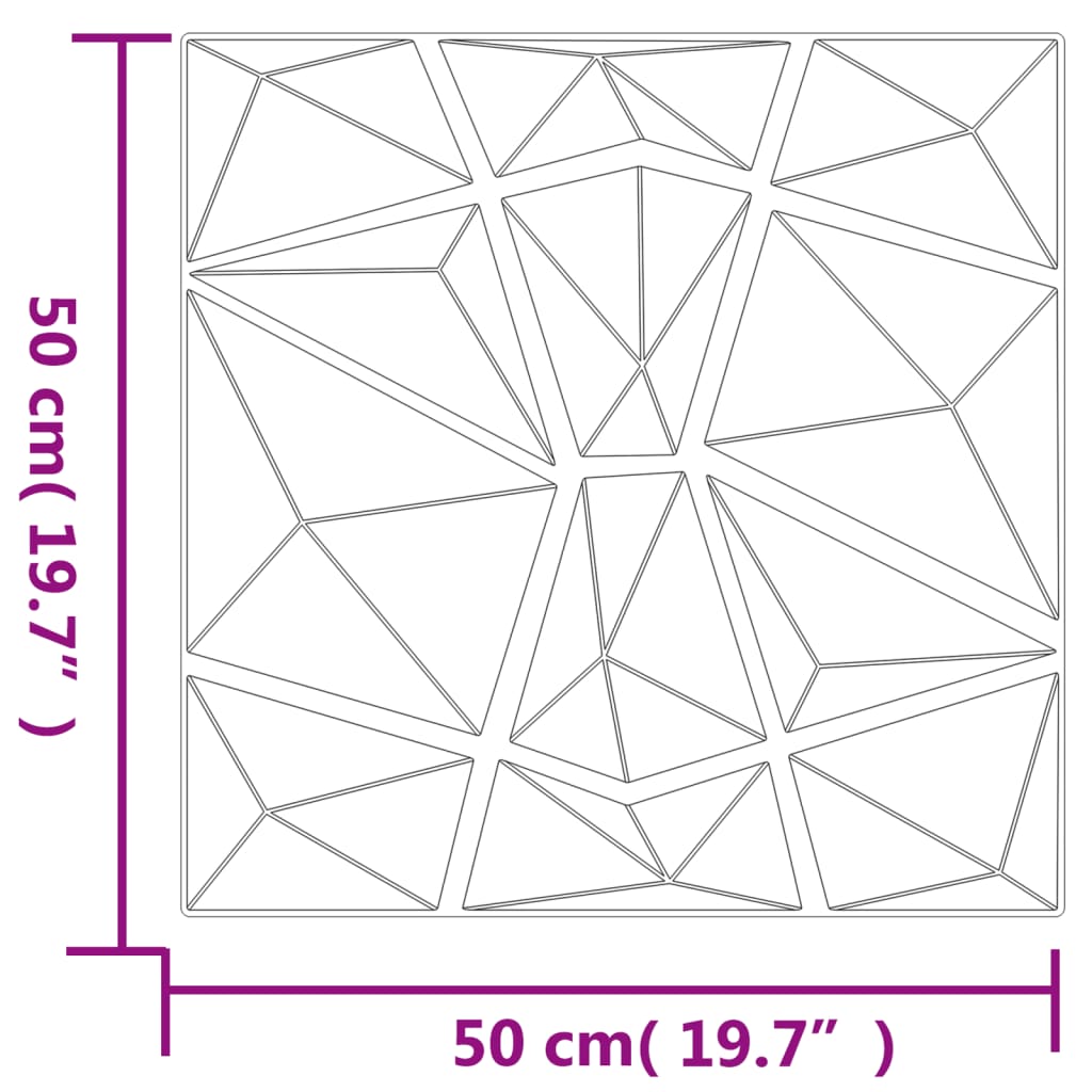 24 st Wandpanelen diamant 6 m² 50x50 cm XPS betongrijs