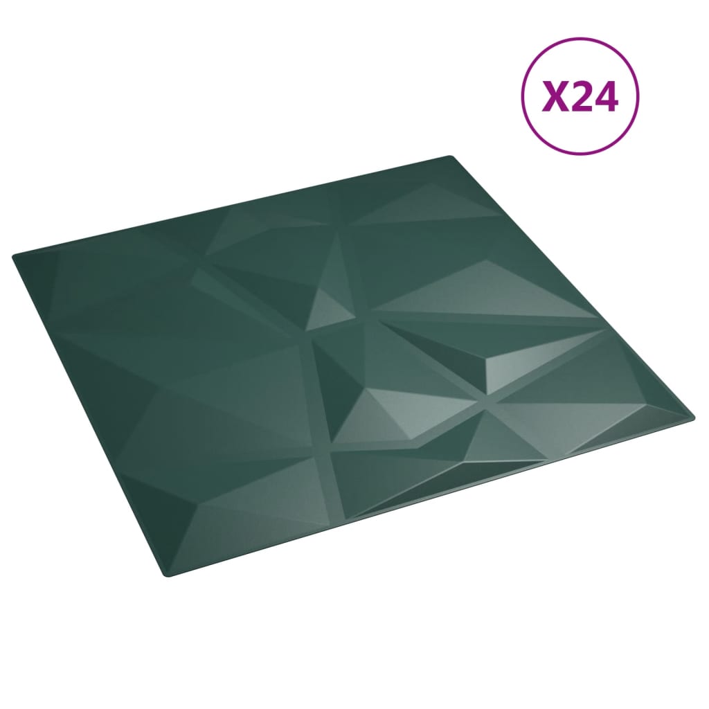 24 st Wandpanelen diamant 6 m² 50x50 cm XPS groen