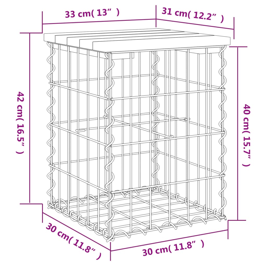 Tuinbank schanskorfontwerp 33x31x42 cm massief grenenhout