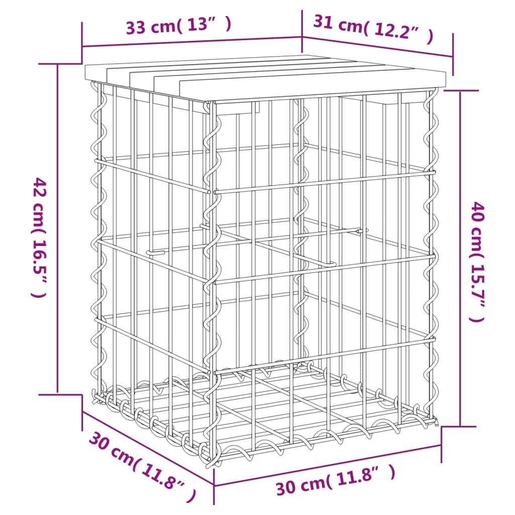 Tuinbank schanskorfontwerp 33x31x42 cm massief douglashout