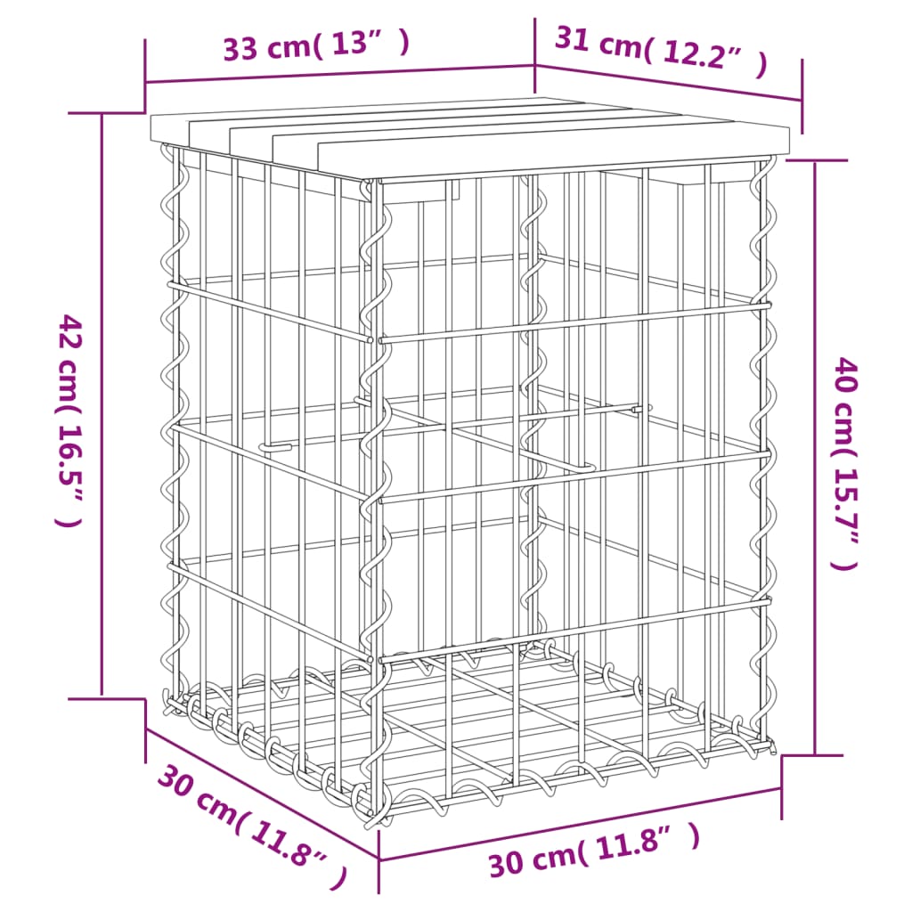 Tuinbank schanskorfontwerp 33x31x42 cm geïmpregneerd grenenhout