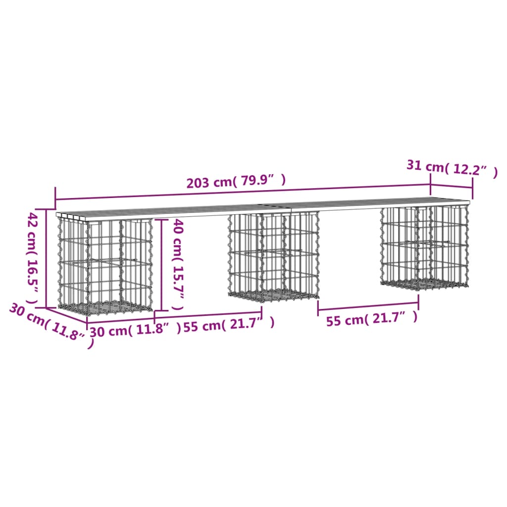 Tuinbank schanskorfontwerp 203x31x42 cm massief douglashout