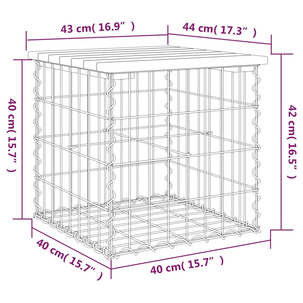 Tuinbank schanskorfontwerp 43x44x42 cm massief grenenhout