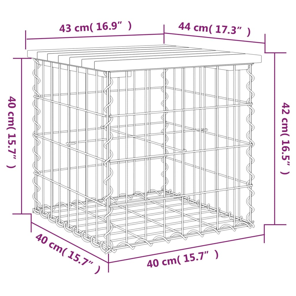 Tuinbank schanskorfontwerp 43x44x42 cm massief douglashout