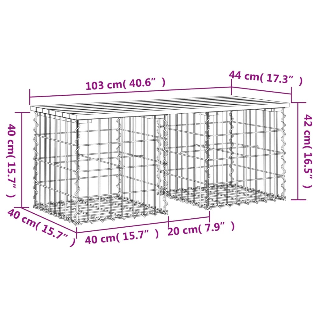 Tuinbank Schanskorfontwerp 103x44x42 cm massief grenenhout