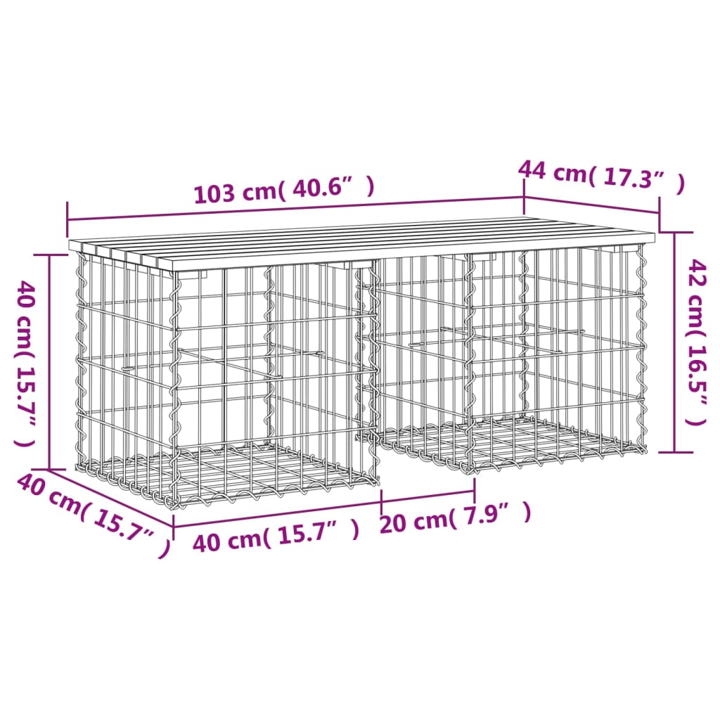 Tuinbank schanskorfontwerp 103x44x42 cm massief douglashout