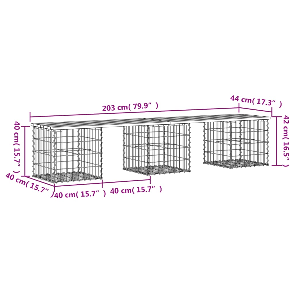 Tuinbank schanskorfontwerp 203x44x42 cm geïmpregneerd hout