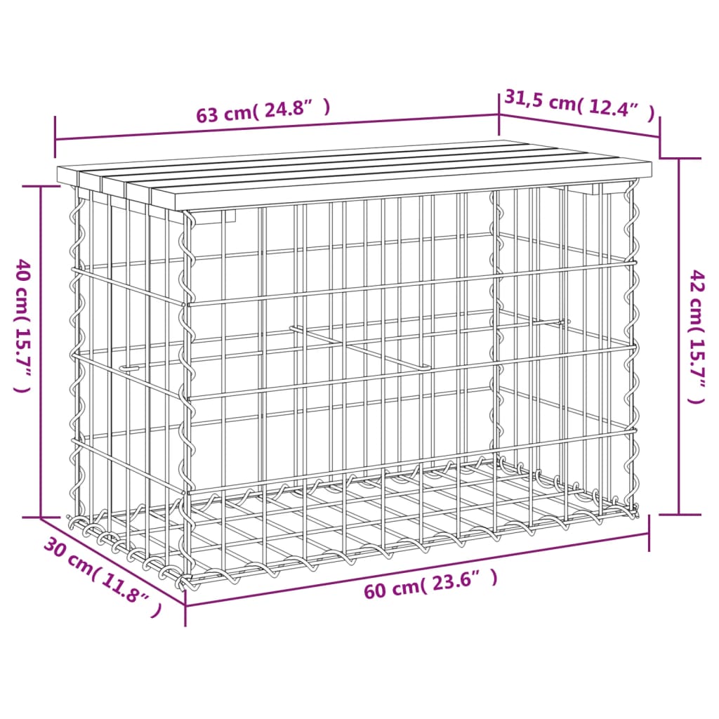 Tuinbank schanskorfontwerp 63x31,5x42 cm massief grenenhout