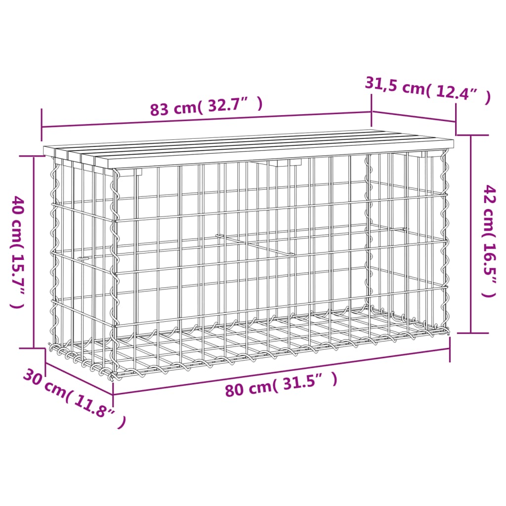 Tuinbank schanskorfontwerp 83x31,5x42 cm massief grenenhout