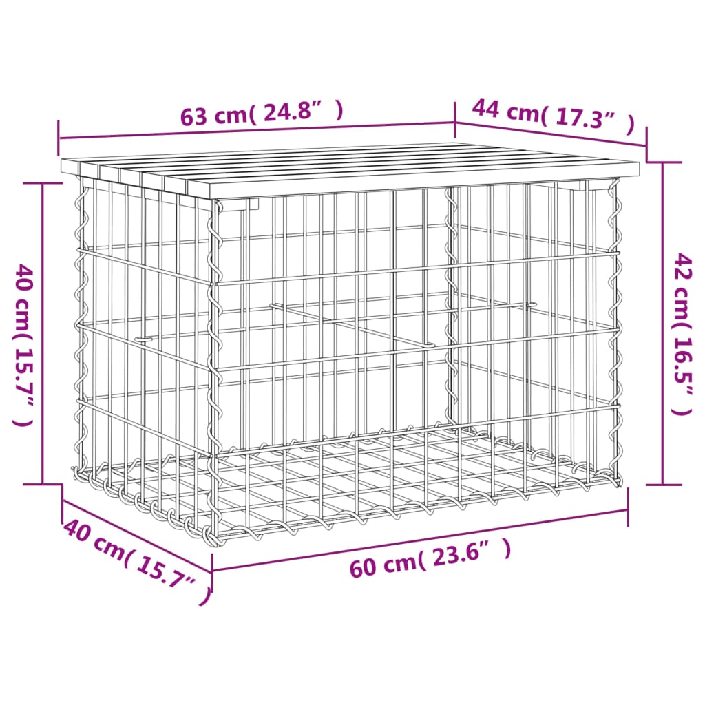 Tuinbank schanskorfontwerp 63x44x42 cm geïmpregneerd grenenhout