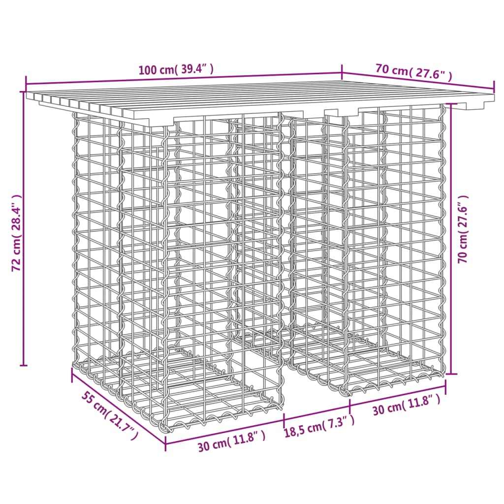 Tuinbank schanskorfontwerp 100x70x72 cm massief grenenhout