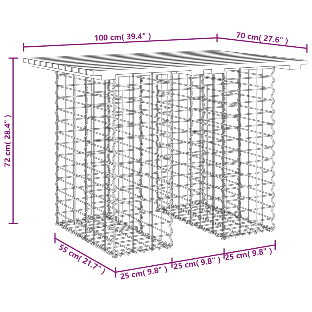 Tuinbank schanskorfontwerp 100x70x72 cm massief grenenhout