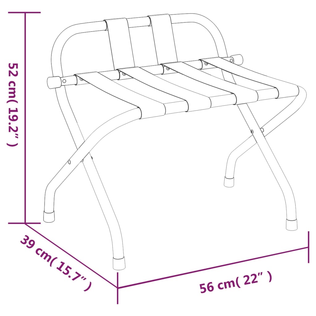 Bagagerek met rugleuning 56x39x52 cm zwart