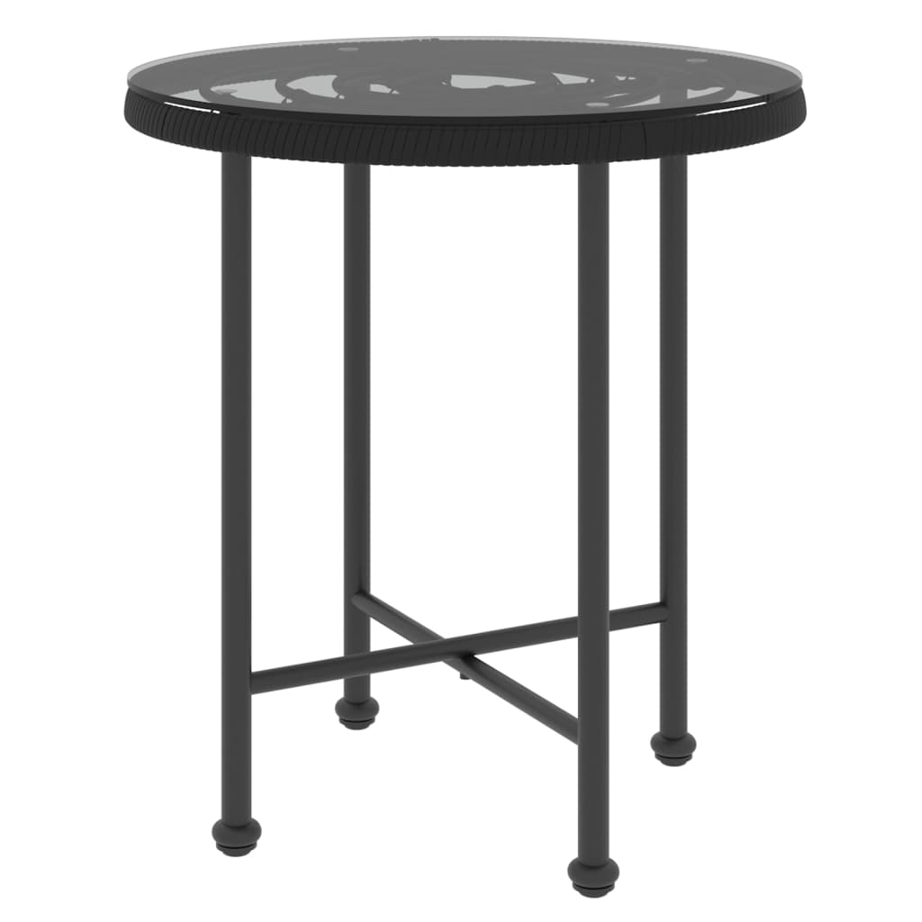 Eettafel Ø50 cm gehard glas en staal zwart