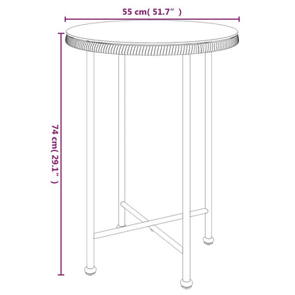 Eettafel Ø55 cm gehard glas en staal