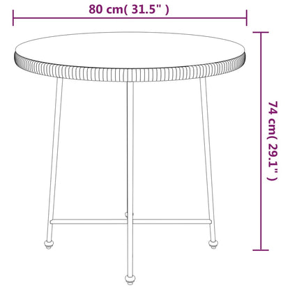 Eettafel Ø80 cm gehard glas en staal