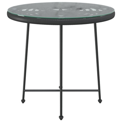 Eettafel Ø80 cm gehard glas en staal zwart