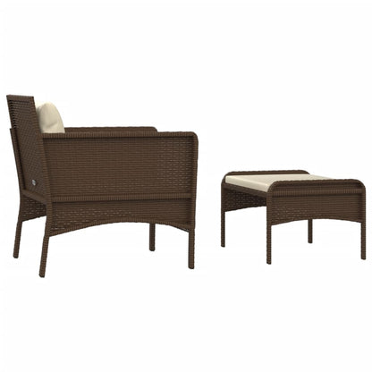 2-delige Loungeset met kussens poly rattan bruin