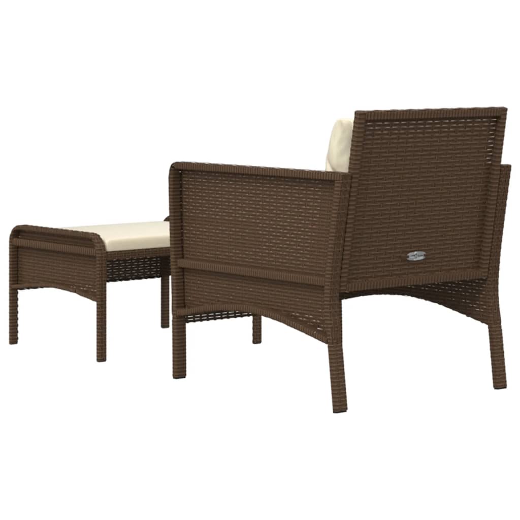 2-delige Loungeset met kussens poly rattan bruin