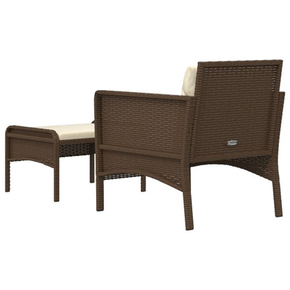 2-delige Loungeset met kussens poly rattan bruin