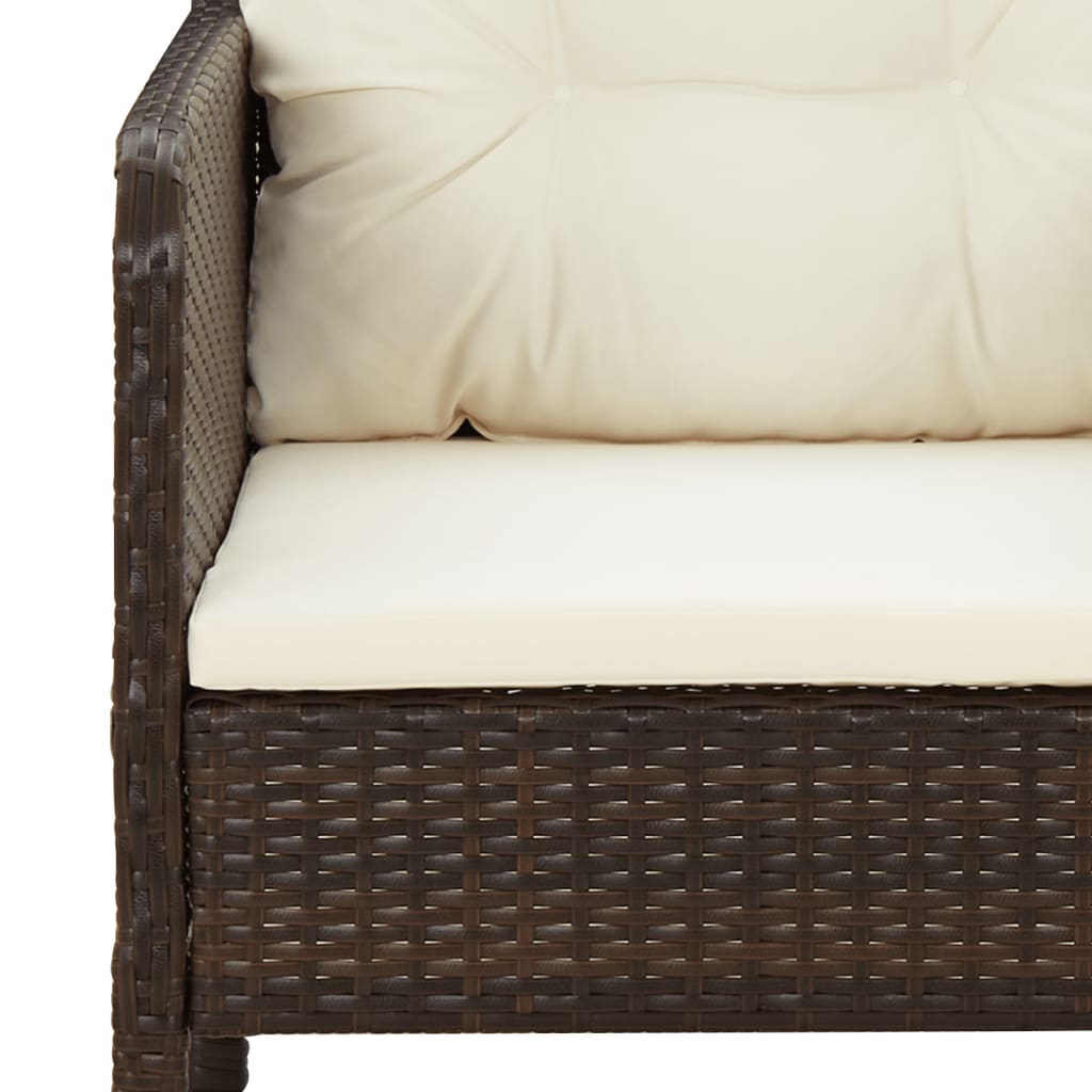 2-delige Loungeset met kussens poly rattan bruin