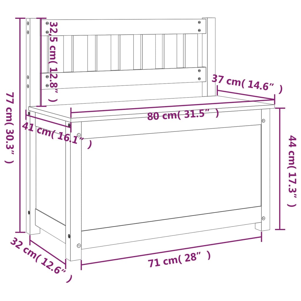 Bankje 80x41x77 cm massief grenenhout