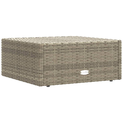 Tuinvoetenbank met kussen poly rattan grijs