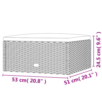 Tuinvoetenbank met kussen poly rattan grijs