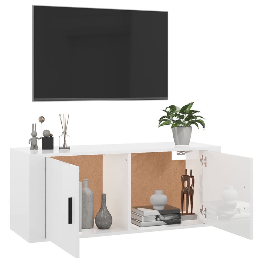 Tv-wandmeubel 100x34,5x40 cm hoogglans wit