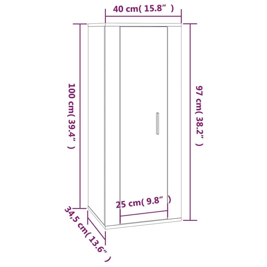 Tv-wandmeubel 40x34,5x100 cm zwart