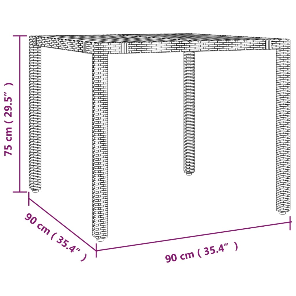 Tuintafel met houten blad poly ratten en acaciahout grijs