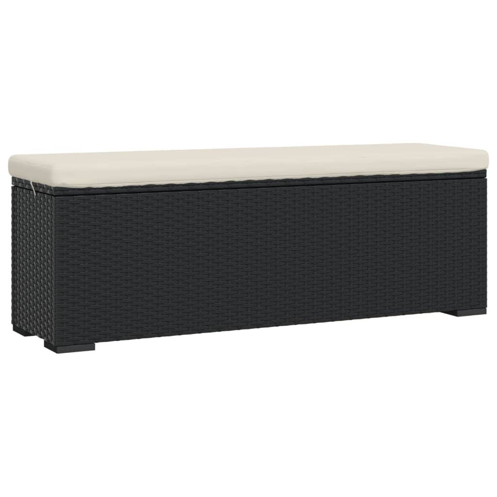 Voetenbankje met kussen 110x30x40 cm poly rattan zwart