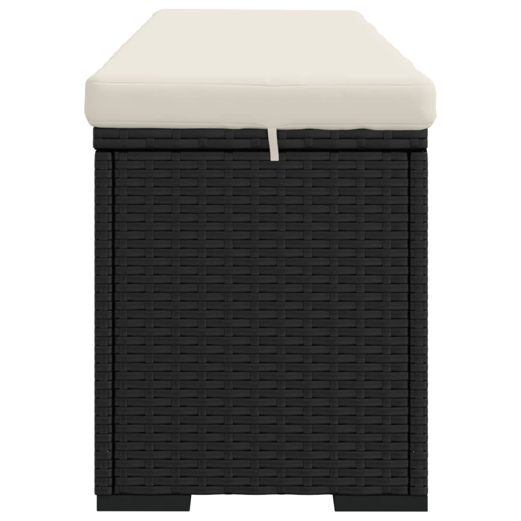 Voetenbankje met kussen 110x30x40 cm poly rattan zwart