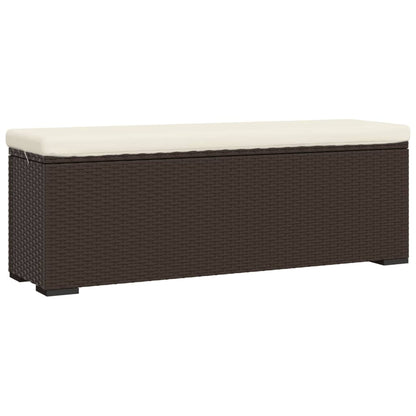 Hocker met kussen 110x30x40 cm poly rattan bruin