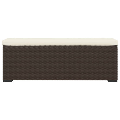 Hocker met kussen 110x30x40 cm poly rattan bruin