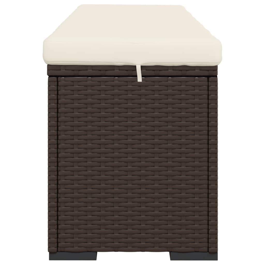 Hocker met kussen 110x30x40 cm poly rattan bruin