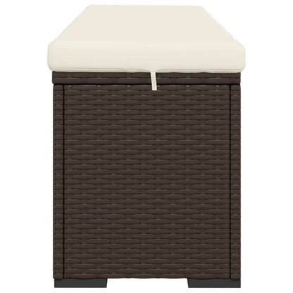 Hocker met kussen 110x30x40 cm poly rattan bruin