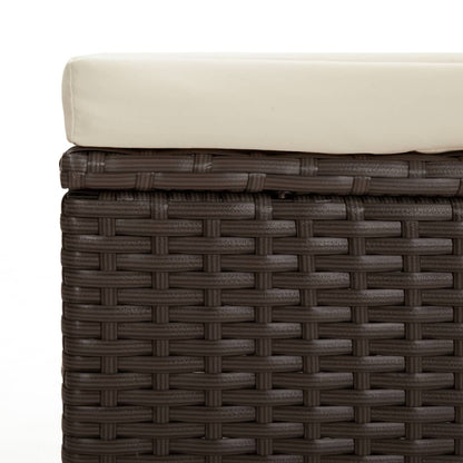 Hocker met kussen 110x30x40 cm poly rattan bruin