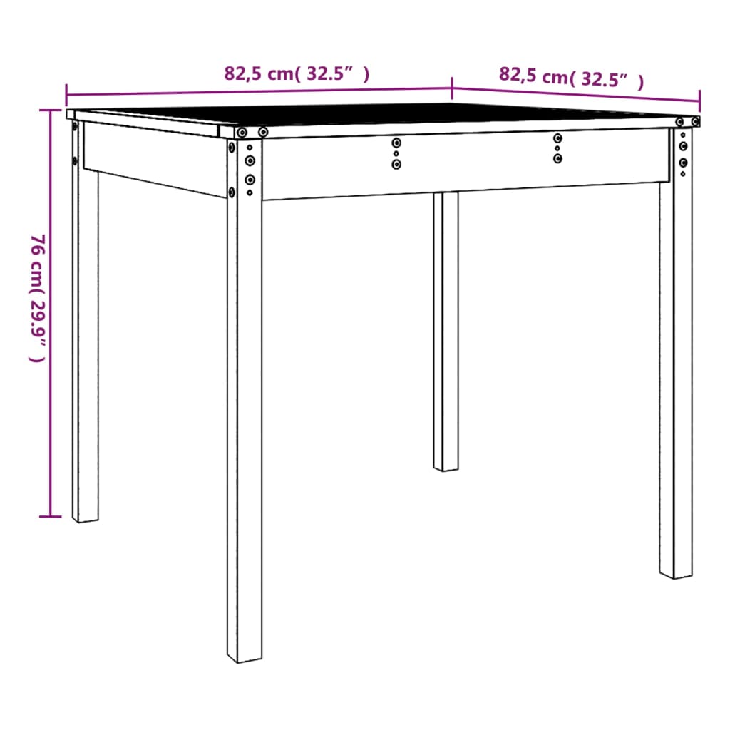 Tuintafel 82,5x82,5x76 cm massief grenenhout grijs