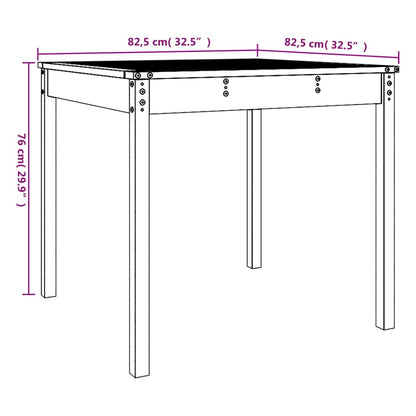 Tuintafel 82,5x82,5x76 cm massief grenenhout zwart