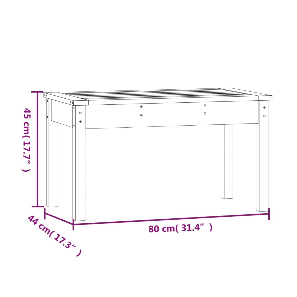 Tuinbank 80x44x45 cm massief grenenhout grijs