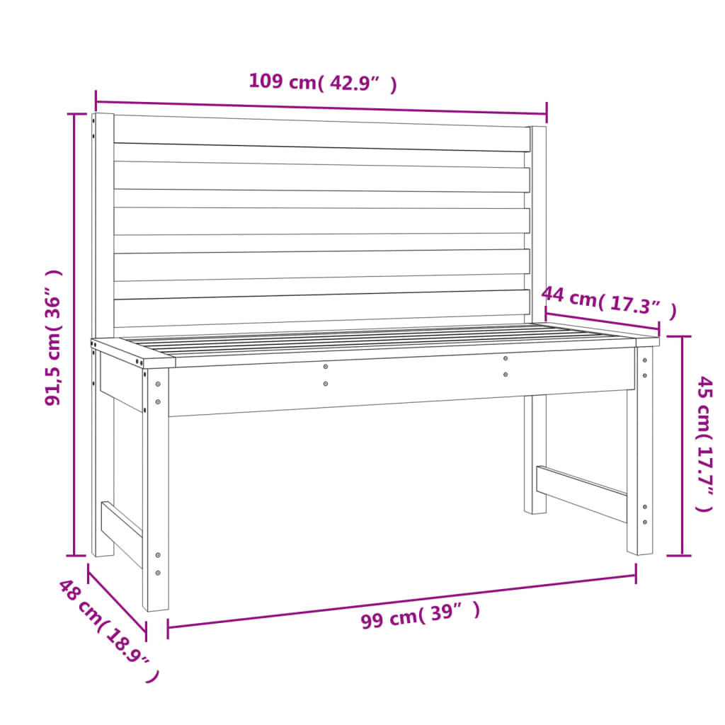 Tuinbank 109 cm massief grenenhout