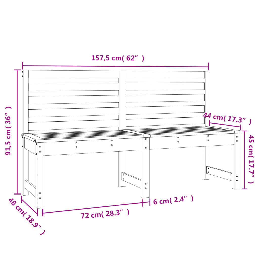 Tuinbank 157,5 cm massief grenenhout grijs