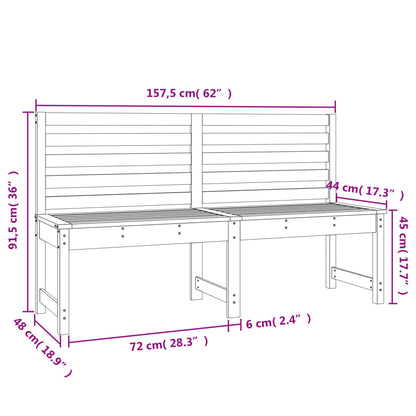 Tuinbank 157,5 cm massief grenenhout zwart