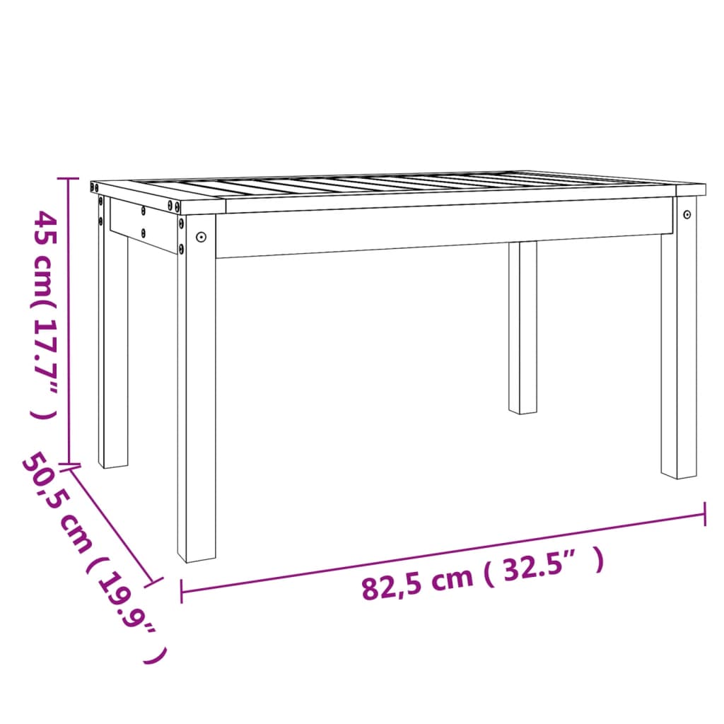 Tuintafel 82,5x50,5x45 cm massief douglashout