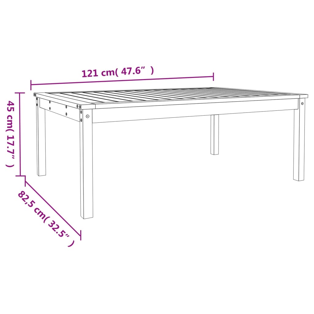 Tuintafel 121x82,5x45 cm massief grenenhout