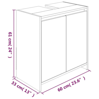 Badkamerkast 60x33x61 cm bewerkt hout gerookt eikenkleurig