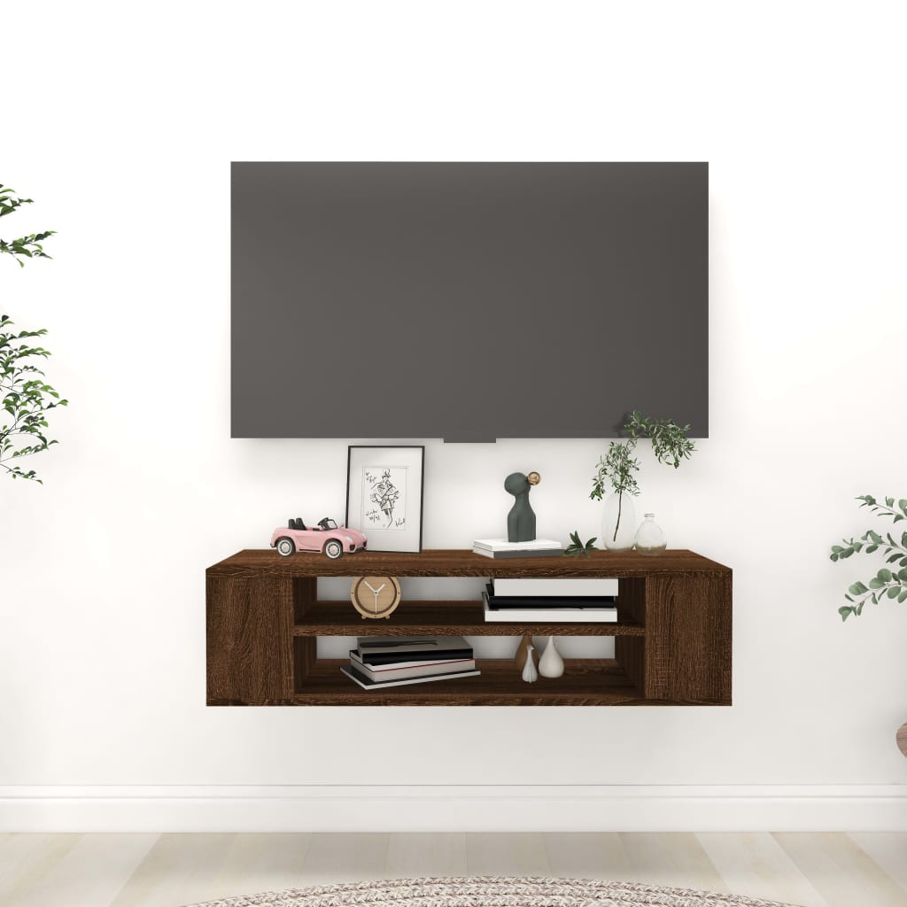 Tv-hangmeubel 100x30x26,5 cm bewerkt hout bruin eikenkleur