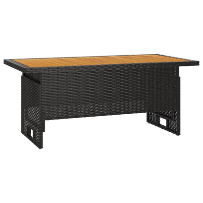 Tuintafel 100x50x43/63 cm acaciahout en poly rattan zwart