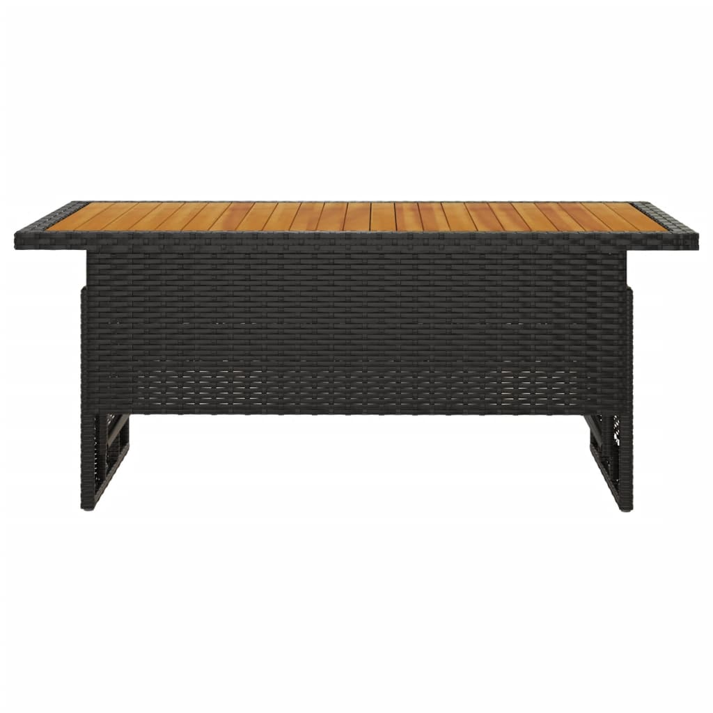 Tuintafel 100x50x43/63 cm acaciahout en poly rattan zwart